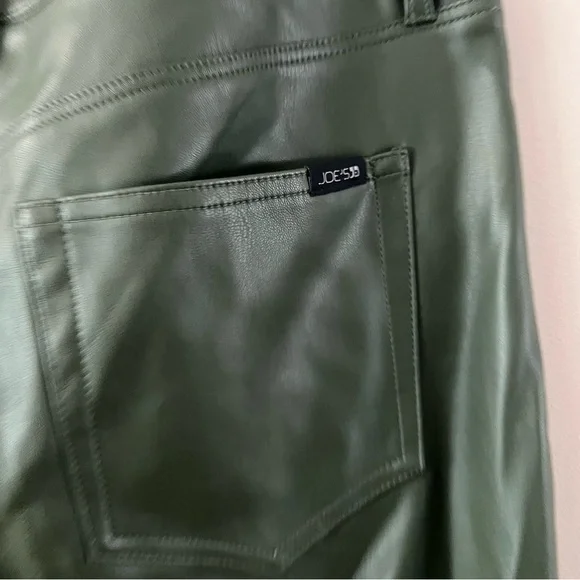 Joe’s jeans Faux leather wide leg high waist ankle jeans pants 31 Hunter Green - Picture 6 of 12